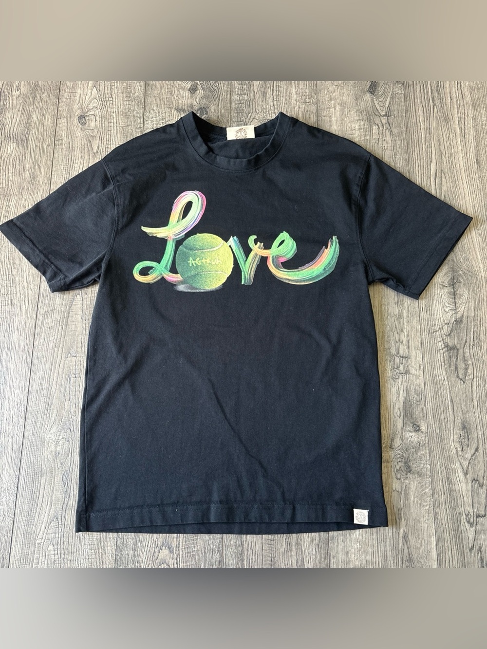 Black 'Love' Graphic Tee with Multicolor Script men’s